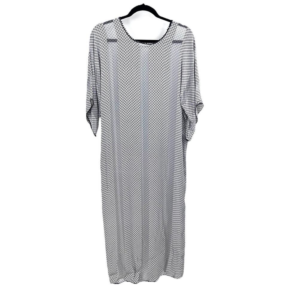 Vintage Bespoke Union Made Custom Navy Silk Pajamas Long Nightgown